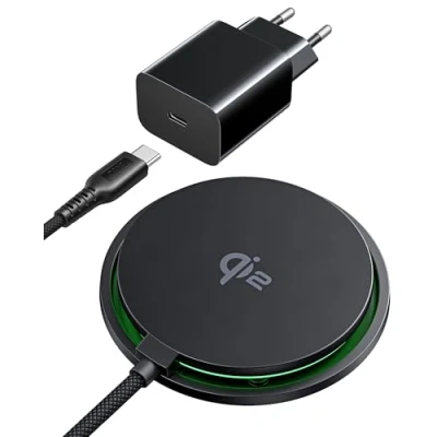 Afbeelding van INIU oplader, 15 W Qi2 inductief iPhone laadstation met 23 fin ventilatorkoeling, draadloze oplader laadpad voor 16, 15, 14, 13, 12 Pro Max/Plus, incl. USB C kabel en netadapter