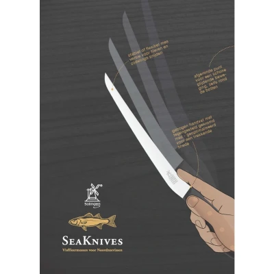 Afbeelding van Robert Herder Fileermes SeaKnives Edwin Vinke&#039;s Stijf RVS Lemmet 21 mm Heft POM Zwart