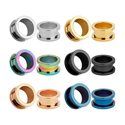 Afbeelding van KUBOOZ 12 stks Set Kleurrijke Rvs Schroeven Oordoppen Tunnels Meters Brancard Piercings