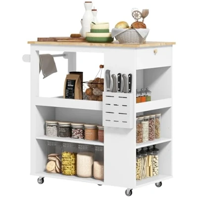 Afbeelding van HOMCOM Keukeneiland Spaanplaat 86,5x47x88cm Wit
