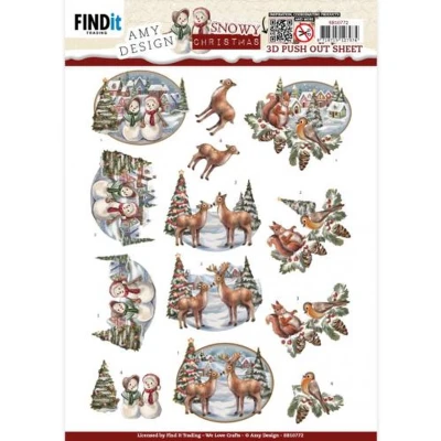 Afbeelding van 3D Push Out Amy Design Snowy Christmas Snowman