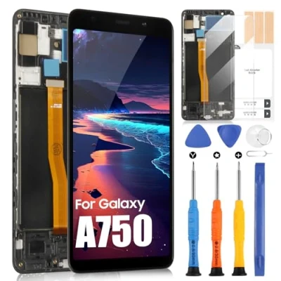 Afbeelding van LCD display voor Samsung Galaxy A7 2018 scherm A750 SM A750F A750FN A750N A750G / A750GN/DS touchscreen digitizer volledige montage met reparatieset (zwart lijst