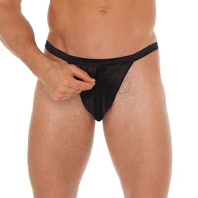 Afbeelding van Amorable by Rimba Erotische String Doorzichtige Slip Met Rits Voor Heren Mannen Tanga Zwart One Size