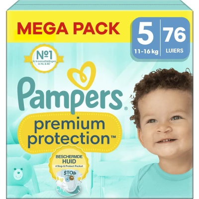Afbeelding van Pampers Protection Junior Premium luiers , maat 5 11 16kg, maxiverpakking (1x 76 luiers)