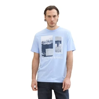 Afbeelding van TOM Tailor MIT Fotoprint Tshirt print, Heren, Maat: XXL, Windsurf blue