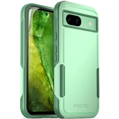 Afbeelding van Poetic Neon hoesje compatibel met Pixel 8A 5G 6,1 inch, dubbellaagse robuuste slanke schokbestendige beschermhoes, mint