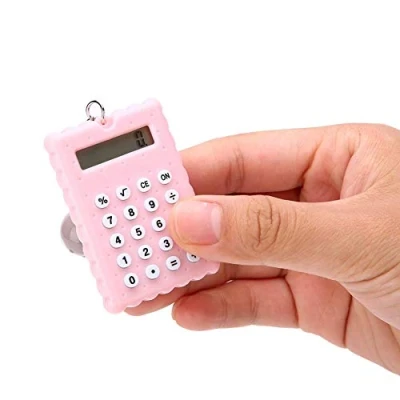 Afbeelding van Keychain Calculator, Mini Portable Cute Cookies Style Key Chain 8 bit Display Pocket Calculator voor kinderen/studenten(Roze)