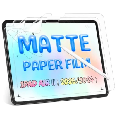 Afbeelding van 3 stuks papierfolie, compatibel met iPad Air 6e generatie 11 inch 2024, matte beschermfolie, displaybescherming, folie, niet verblindend feel papier, PET schermbeschermer voor