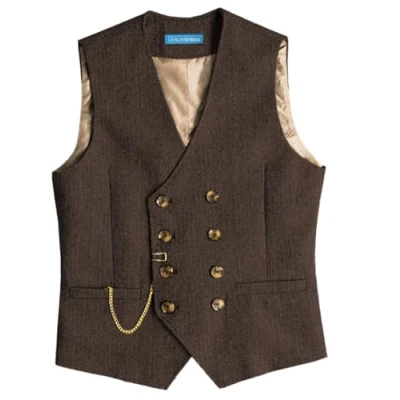 Afbeelding van Solovedress Herenvest, vintage, wol, regular fit, vest, voor bruiloft, groomsmen, koffie, 3XL