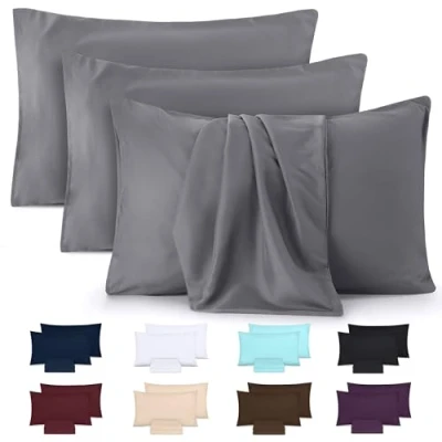 Afbeelding van Utopia Bedding Kussensloop (Set van 4) Makkelijk te onderhouden Zachte geborstelde microvezel Krimp en vervagingsbestendig (Wit, 75 x 50 cm) maat niet voor NL