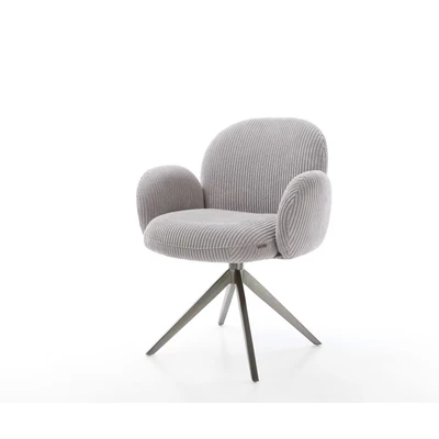 Afbeelding van DELIFE Draaistoel Nube Flex met armleuning koord zilver grijs kruisframe breed grafiet 360 draaibaar rocker functie pocketveer kern