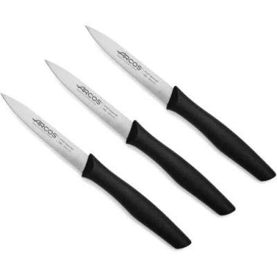 Afbeelding van ARCOS Set van 3 messen met lemmet 100 mm roestvrij staal en handvat polypropyleen, keukenmessenset om te schillen, vaatwasmachinebestendig, serie Nova, zwart