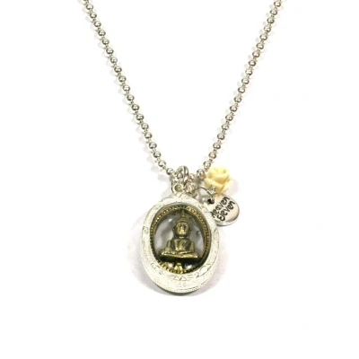 Afbeelding van Heaven Eleven dames ketting Edelstaal ballchain 2mm RVS buddha in kastje 74cm