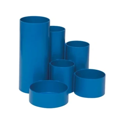 Afbeelding van MAUL MAULtubo Pennenkoker, recycling, Ø 15 x 12,5 cm, pennenhouder van gerecycled kunststof met 6 kokers, bureau organizer voor pennen, borstels en schaar, stijlvolle organizer, blauw