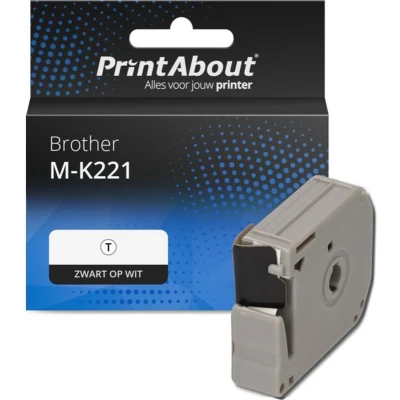 Afbeelding van Huismerk Brother M K221 Tape Zwart op wit (9 mm)