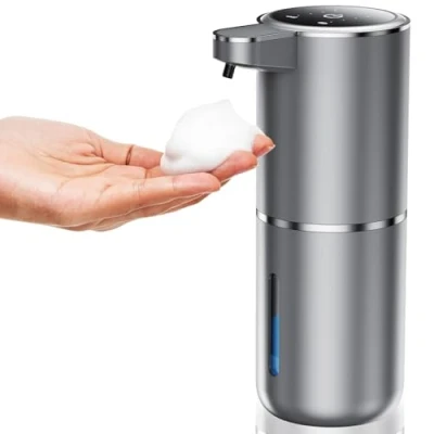 Afbeelding van Fantictas zeepdispenser, automatisch, wandbevestiging met sensor, infrarood, 380 ml, elektrische zonder boren, oplaadbaar, IPX5 waterdicht, voor badkamer, toilet, keuken, zilver