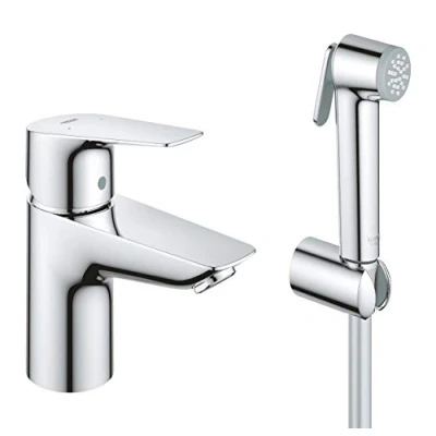 Afbeelding van GROHE Start Edge eengreeps wastafelarmatuur (waterbesparend, duurzaam oppervlak, 1/2 inch), chroom, 23773001