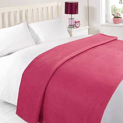 Afbeelding van Dreamscene Warme Polar Fleece Gooi Over Zachte Slaapbank Deken Sprei, Effen Fuchsia 120 x 150 cm
