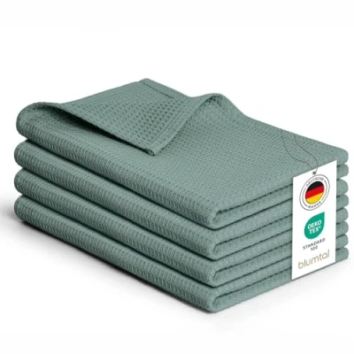 Afbeelding van Blumtal® Theedoeken 50x70 cm Set van 4 katoen 100% Keukendoeken wasbaar op 60 C Keuken handdoeken Keukendroogdoeken Wafeldoeken Vaatdoeken Groen