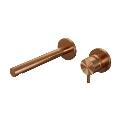 Afbeelding van Brauer Copper Edition Wastafelmengkraan inbouw rechte uitloop links hendel kort smal model B 1 PVD geborsteld koper