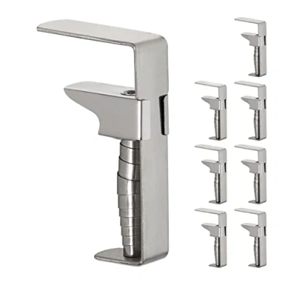 Afbeelding van Relaxdays tafelkleedklemmen, set van 8, verstelbare tafelzeilklemmen voor dikke tafelbladen, rvs, tot 4 cm dikte, zilver