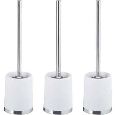 Afbeelding van Relaxdays wc borstel set van 3 toiletborstel met houder hygiënisch vervangbare kop wit