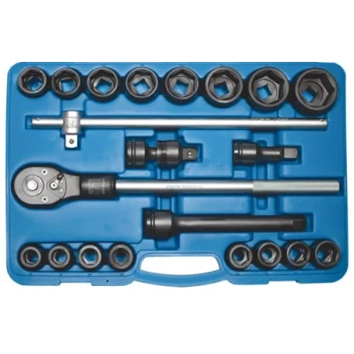 Afbeelding van SW Stahl 07605L IMPACT dopsleutelset 3/4 inch 21 delig I rateldoos voor vrachtwagens professioneel moerendoos landbouwmachines en