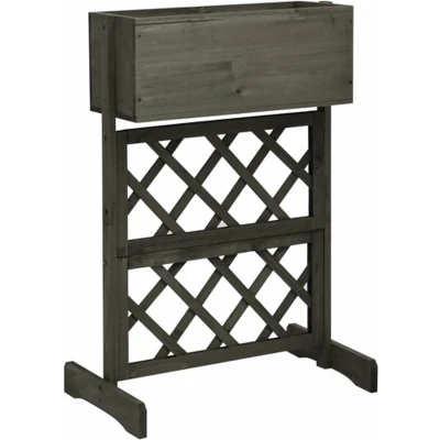 Afbeelding van vidaXL Latwerkplantenbak 45x30x74 cm massief vurenhout grijs