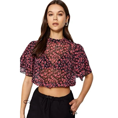 Afbeelding van Trendyol Veelkleurige Cropped Geweven Blouse Met Bloemenmotief Twoss20Bz1657