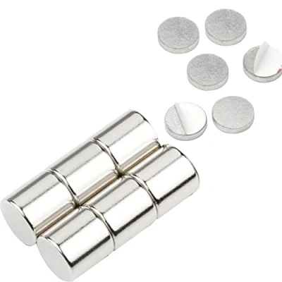 Afbeelding van vasalat Schijfmagneet rond, magneet met metalen schijf zelfklevend, ronde ø 8 mm, neodymium vernikkeld 12 delig