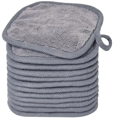 Afbeelding van BloomSesame make up remover Doeken voor gezicht, oog, lippen herbruikbare pads zachte microfiber gezichtsreinigingsdoeken 5 x inch 12 Pack (grijs)