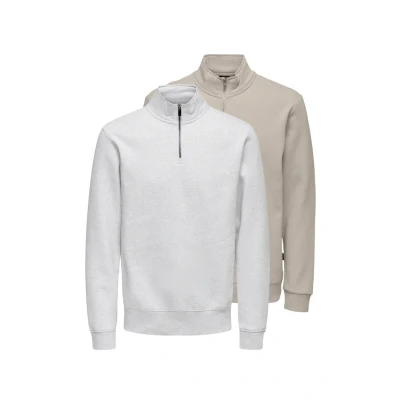 Afbeelding van Only &amp; Sons 2ER PACK Ceres Sweater Beige hellgrau, Heren, Maat: Medium, hellgrau