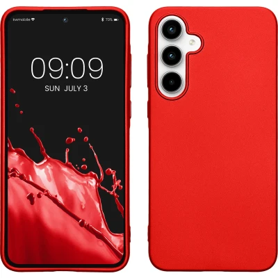 Afbeelding van kwmobile telefoonhoesje geschikt voor Samsung Galaxy A35 Hoesje smartphone Back cover in metallic donkerrood
