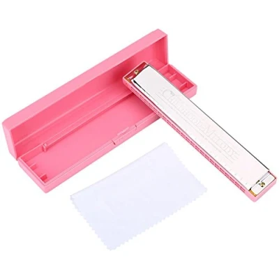 Afbeelding van Harmonica 24 Holes Tunes Mouth Organ Key of C Major with Case and Cleaning Cloth for BeginnerAdults Kids Gift Professional (Pink)