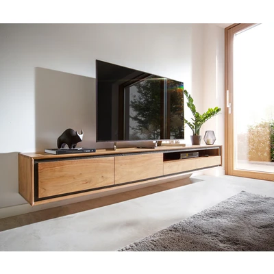 Afbeelding van Tv meubel Stonegrace Acacia natuur 240 cm 2 deuren 1 legplank laden steenfineer zwevend lowboard