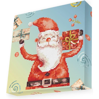 Afbeelding van Knutselpakket met Ronde Steentjes, DOTZ voor Volwassenen, Hobbypakket Kinderen Vanaf 8 Jaar DBX.048 BOX Diamond Dotting kit 28x28cm Santa Cheer
