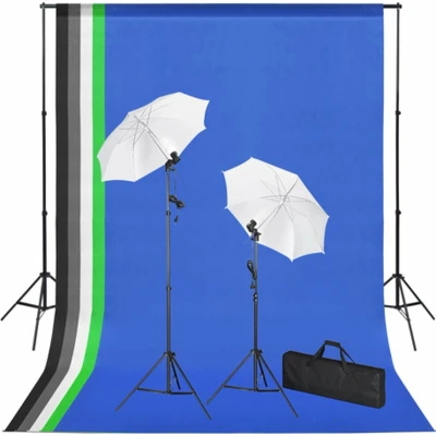 Afbeelding van vidaXL Fotostudioset met achtergronden, lampen en paraplu&#039;s