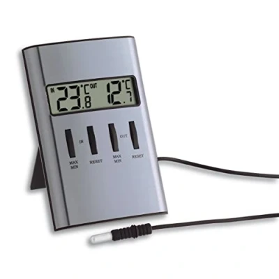 Afbeelding van TFA Dostmann Digitale binnen en buitenthermometer, /buitentemperatuur, maximale laagste waarden, bewaking van vriezer/aquarium.