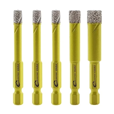 Afbeelding van Diamantboorkroon, 5 stuks, 6/6/8/10 mm, tegelboor met snelwisseling, zeskantige schacht voor marmer, graniet, keramiek, porselein, tegels, steengoed, kwarts SANLEETEK