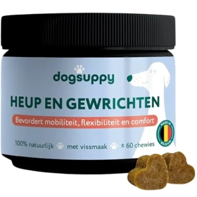 Afbeelding van Heup &amp; gewrichten Hondensupplement Voor sterke soepele Verlicht pijn artrose Met MSM (Vitamine C), Groenlipmossen Glucosamine Hond 100% Natuurlijk FAVV goedgekeurd Hondensnacks 60 hondenkoekjes