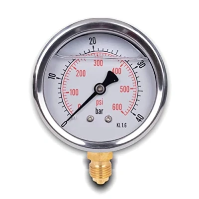 Afbeelding van glycerine manometer radiale aansluiting roestvrij staal IP65 63 mm met onder 1/4 (0 40bar)
