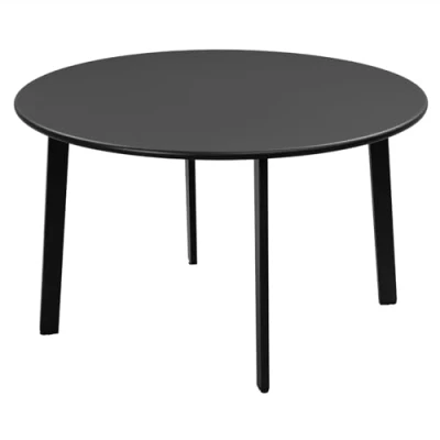 Afbeelding van eSituro tuintafel, ronde salontafel, balkontafel, industriële stijl, voor binnen en buiten, van zwart metaal, diameter 70 x hoogte 40 cm