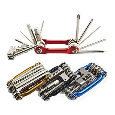 Afbeelding van Senven 11 in 1 multifunctionele draagbare opvouwbare fiets reparatie tool mini lichtgewicht compact roestvrij staal rood