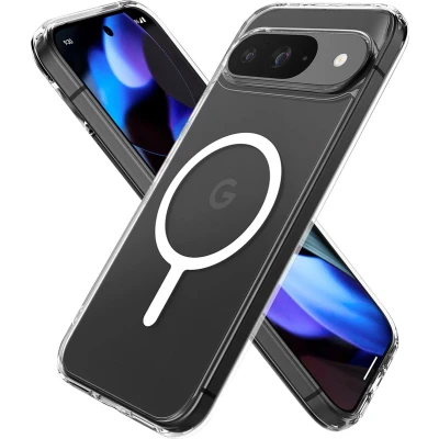 Afbeelding van Spigen Ultra Hybrid Metal Ring MagFit Hoesje Geschikt voor Google Pixel 9 Pro Compatibel met MagSafe Back Cover Transparant Wit