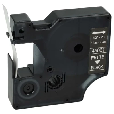Afbeelding van vhbw Tape cassette vervanging voor Dymo S0720610, D1, 45021 labelprinters 12 mm wit op zwart