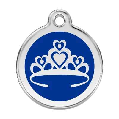 Afbeelding van Crown Navy roestvrijstalen hondenpenning large/groot dia. 3,8 cm RedDingo