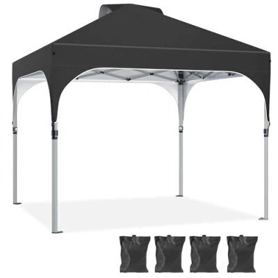 Afbeelding van YITAHOME AEYIHdZt9s instant pop up paviljoen, 3 x m, waterdicht, opvouwbaar, voor tuin, camping, feest, met roltas, 4 gewichtszakken terras, markten, strand, zwart