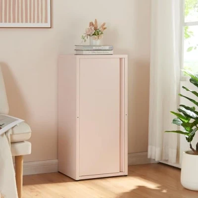 Afbeelding van [en.casa] Metalen kast Burlöv archiefkast met 1 deur kantoorkast 2 in hoogte verstelbare planken 88x40x35 cm lockerkast roze