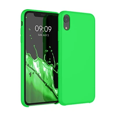 Afbeelding van kwmobile telefoonhoesje geschikt voor Apple iPhone XR Hoesje met siliconen coating Smartphone case in neon groen