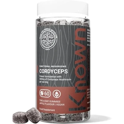 Afbeelding van Heerlijke Cordyceps gummies 400mg Vitamines B12, C Energieondersteuning Appelsmaak 60 vegan gummies, 1 maand